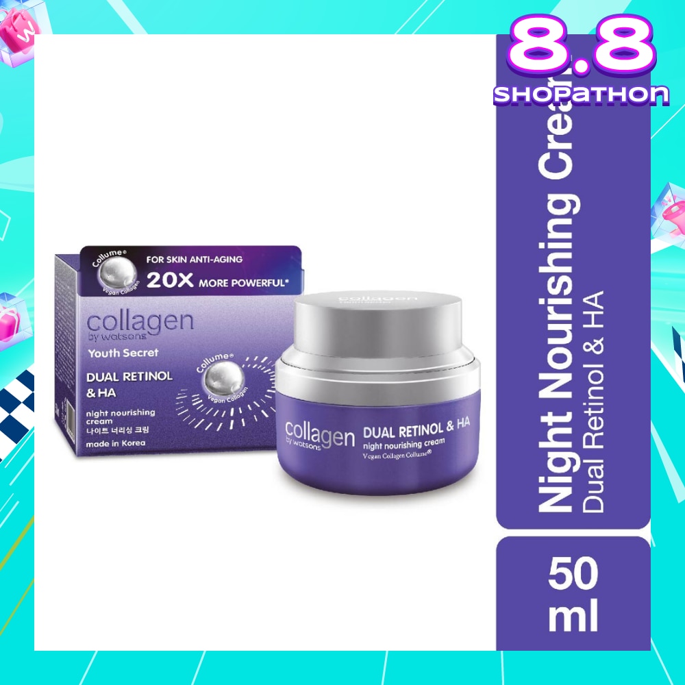 Youth Secret Dual Retinol & Ha Night Nourishing Cream (Vegan Collagen Collume 20X More Powerful) 50ml