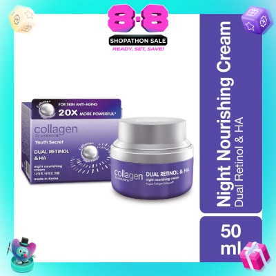 COLLAGEN BY WATSONS - Youth Secret Dual Retinol & Ha Night Nourishing Cream (Vegan Collagen Collume 20X More Powerful) 50ml