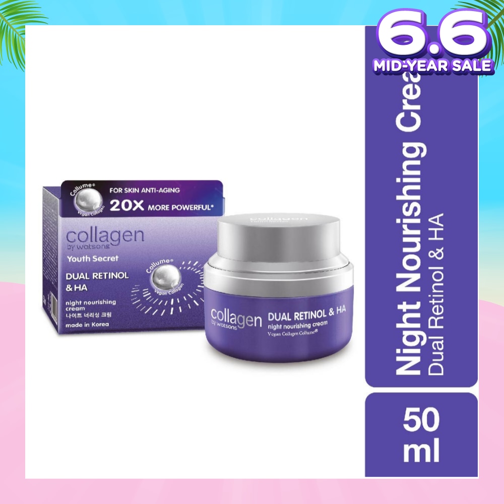 Youth Secret Dual Retinol & Ha Night Nourishing Cream (Vegan Collagen Collume 20X More Powerful) 50ml