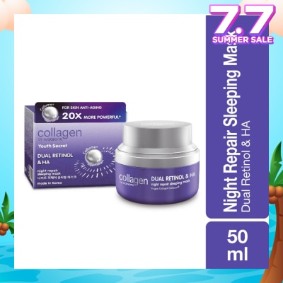 COLLAGEN BY WATSONS Youth Secret Dual Retinol & Ha Night Repair Sleeping Mask (Vegan Collagen Collume 20X More Powerful) 50ml