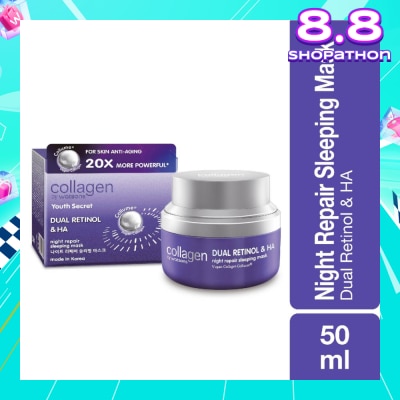COLLAGEN BY WATSONS Youth Secret Dual Retinol & Ha Night Repair Sleeping Mask (Vegan Collagen Collume 20X More Powerful) 50ml