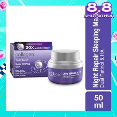 COLLAGEN BY WATSONS Youth Secret Dual Retinol & Ha Night Repair Sleeping Mask (Vegan Collagen Collume 20X More Powerful) 50ml