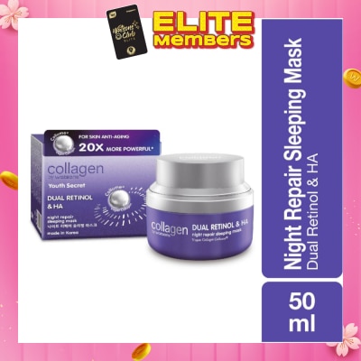 COLLAGEN BY WATSONS Youth Secret Dual Retinol & Ha Night Repair Sleeping Mask (Vegan Collagen Collume 20X More Powerful) 50ml