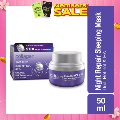COLLAGEN BY WATSONS Youth Secret Dual Retinol & Ha Night Repair Sleeping Mask (Vegan Collagen Collume 20X More Powerful) 50ml