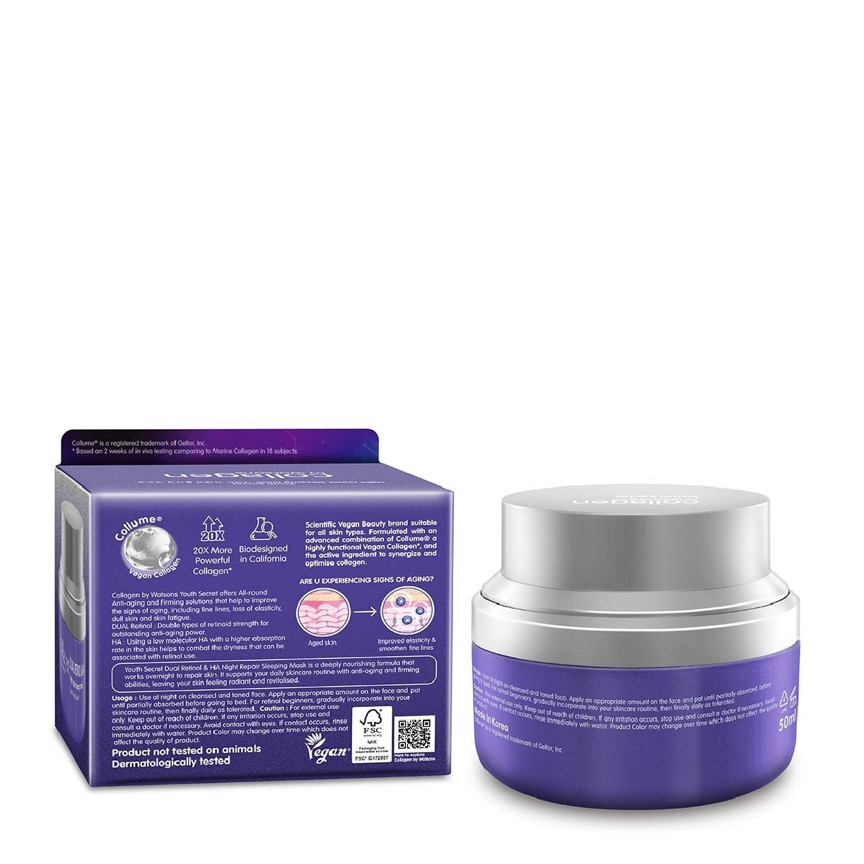 Youth Secret Dual Retinol & Ha Night Repair Sleeping Mask (Vegan Collagen Collume 20X More Powerful) 50ml