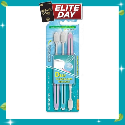 WATSONS Slim Soft Gum Care Hollow Handle Ultra Soft Toothbrush (<0.01Mm Slim Tip & Extra Soft Bristles) 3s image