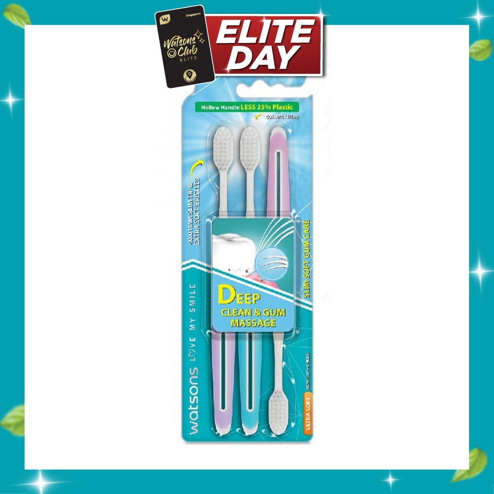 Slim Soft Gum Care Hollow Handle Ultra Soft Toothbrush (<0.01Mm Slim Tip & Extra Soft Bristles) 3s image