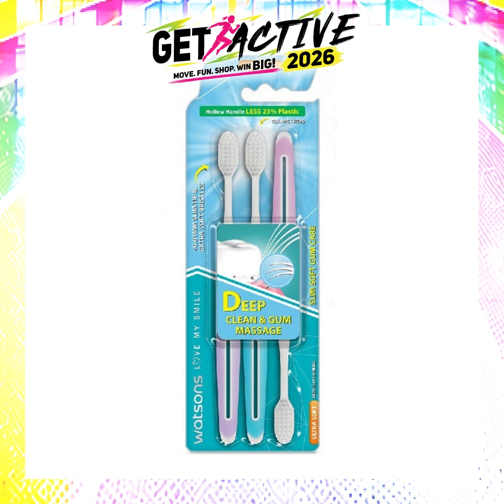 Slim Soft Gum Care Hollow Handle Ultra Soft Toothbrush (<0.01Mm Slim Tip & Extra Soft Bristles) 3s image