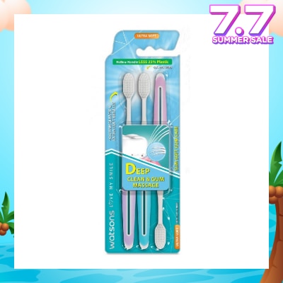 WATSONS Slim Soft Gum Care Hollow Handle Ultra Soft Toothbrush (<0.01Mm Slim Tip & Extra Soft Bristles) 3s