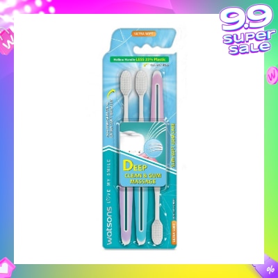 WATSONS Slim Soft Gum Care Hollow Handle Ultra Soft Toothbrush (<0.01Mm Slim Tip & Extra Soft Bristles) 3s