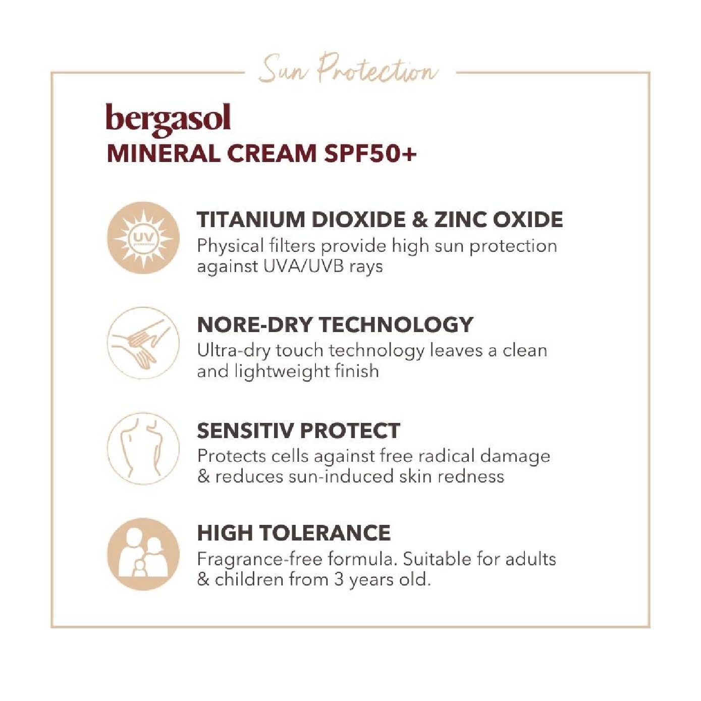 Bergasol Expert Mineral Cream Unscented Sunscreen SPF 50 40ml image