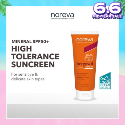 NOREVA Bergasol Expert Mineral Cream Spf50 (Fragrance Free Sunscreen Suitable For 3 Years Old Onwards) 40ml