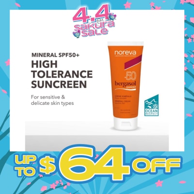 NOREVA - Bergasol Expert Mineral Cream Spf50 (Fragrance Free Sunscreen Suitable For 3 Years Old Onwards) 40ml (Expiry: Dec`2026)