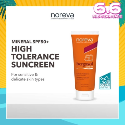 NOREVA Bergasol Expert Mineral Cream Spf50 (Fragrance Free Sunscreen Suitable For 3 Years Old Onwards) 40ml