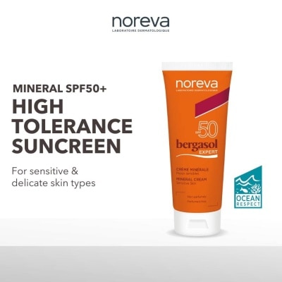 NOREVA Bergasol Expert Mineral Cream Spf50 (Fragrance Free Sunscreen Suitable For 3 Years Old Onwards) 40ml