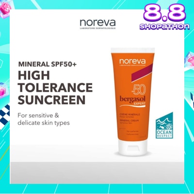 NOREVA Bergasol Expert Mineral Cream Spf50 (Fragrance Free Sunscreen Suitable For 3 Years Old Onwards) 40ml
