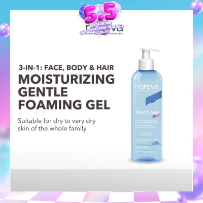 NOREVA - Xerodiane Ap+ Gentle Foaming Gel (For Very Dry & Atopic Skin & Suitable For Whole Family) 745ml