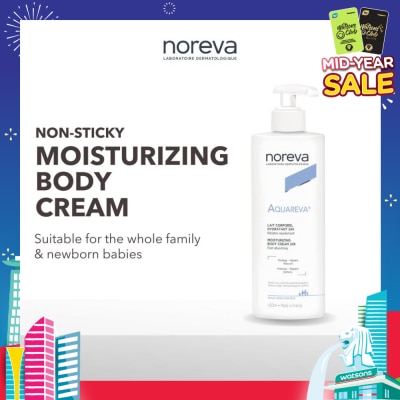 NOREVA Aquareva Moisturizing Body Cream 24 Hour (Suitable For Whole Family Even New Born Babies) 400ml