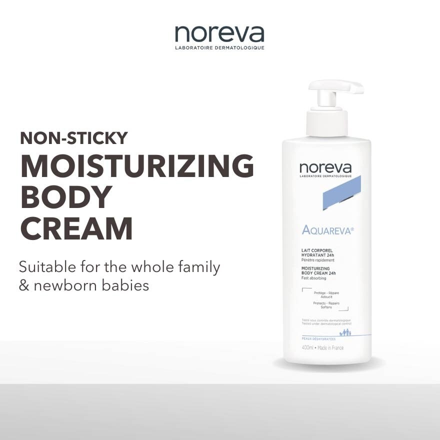 Aquareva Moisturizing Body Cream 24 Hour (Suitable For Whole Family Even New Born Babies) 400ml