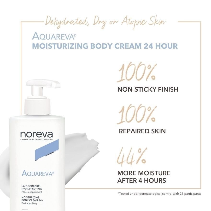 Aquareva Moisturizing Body Cream 24 Hour (Suitable For Whole Family Even New Born Babies) 400ml