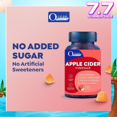 OCEAN HEALTH Apple Cider Vinegar Gummies, Natural Apple Flavour (With 'The Mother', Suppport Healthy Weight, Digestion And Metabolism Health) 45s