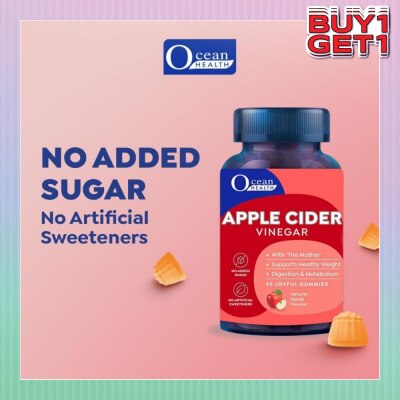 OCEAN HEALTH Apple Cider Vinegar Gummies, Natural Apple Flavour (With 'The Mother', Suppport Healthy Weight, Digestion And Metabolism Health) 45s