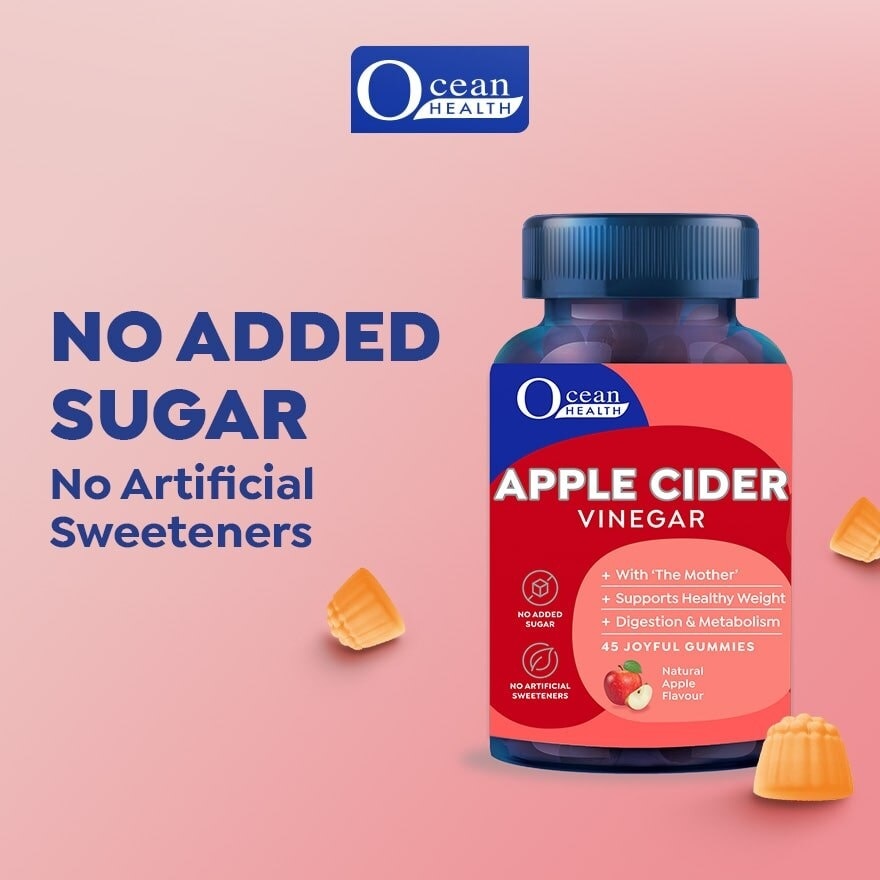 Apple Cider Vinegar Gummies, Natural Apple Flavour (With 'The Mother', Suppport Healthy Weight, Digestion And Metabolism Health) 45s<BR>