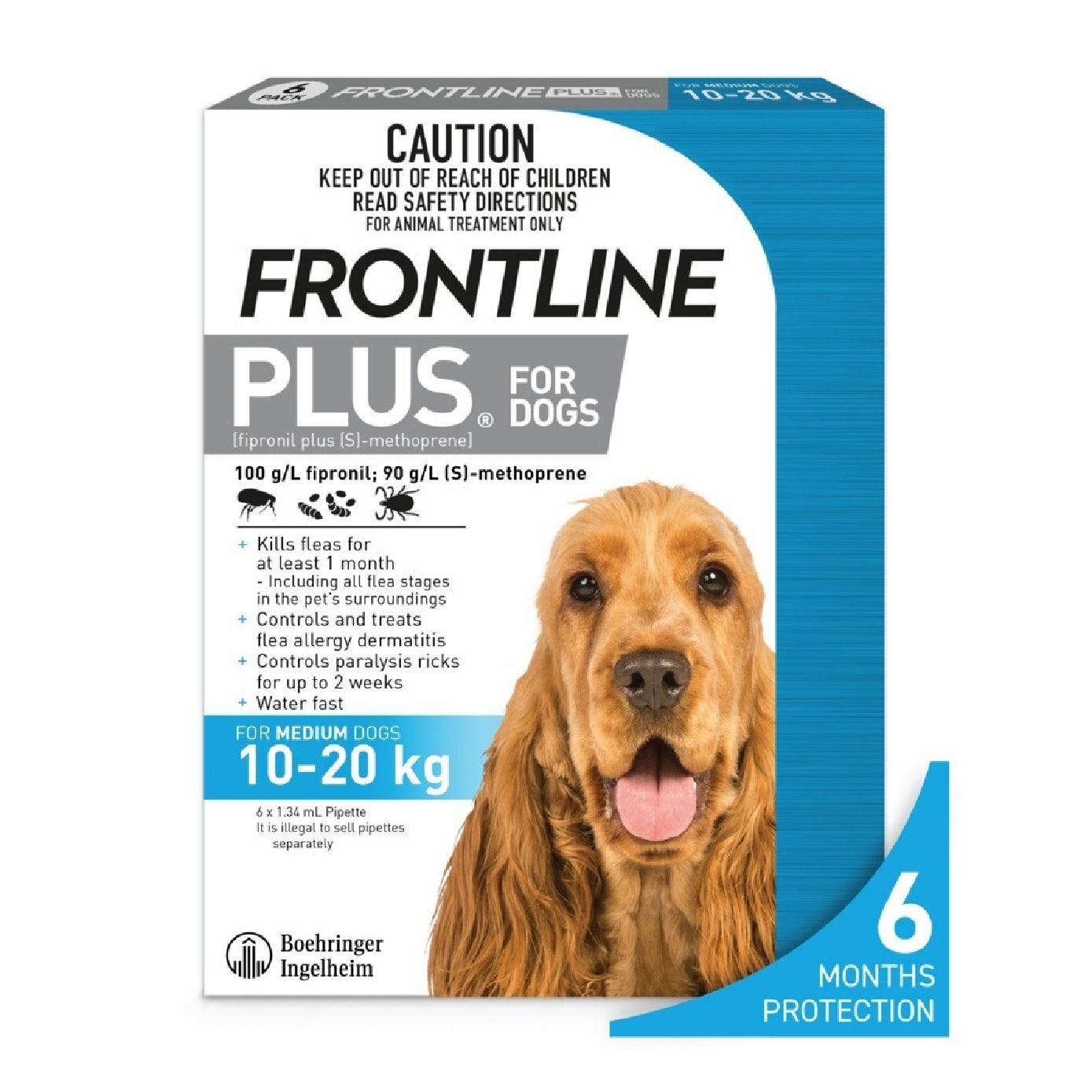 Plus Flea & Tick Treatment for Dogs (Medium Dogs 10-20kg) Pipette 1.34ml x 6s
