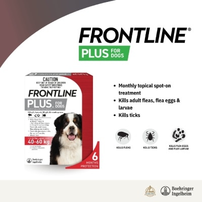 FRONTLINE - Plus Flea & Tick Treatment for Dogs (Extra Large Dogs 40-60kg) Pipette 4.02ml x 3s