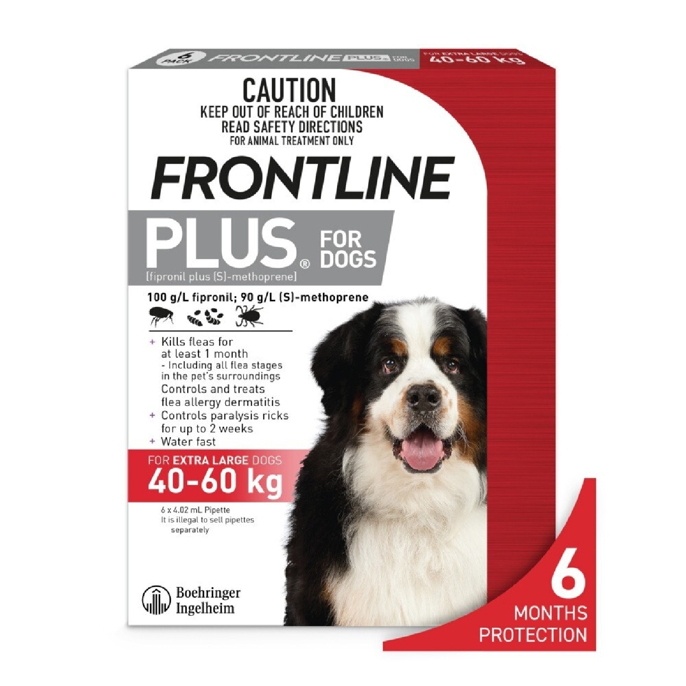 Plus Flea & Tick Treatment for Dogs (Extra Large Dogs 40-60kg) Pipette 4.02ml x 3s