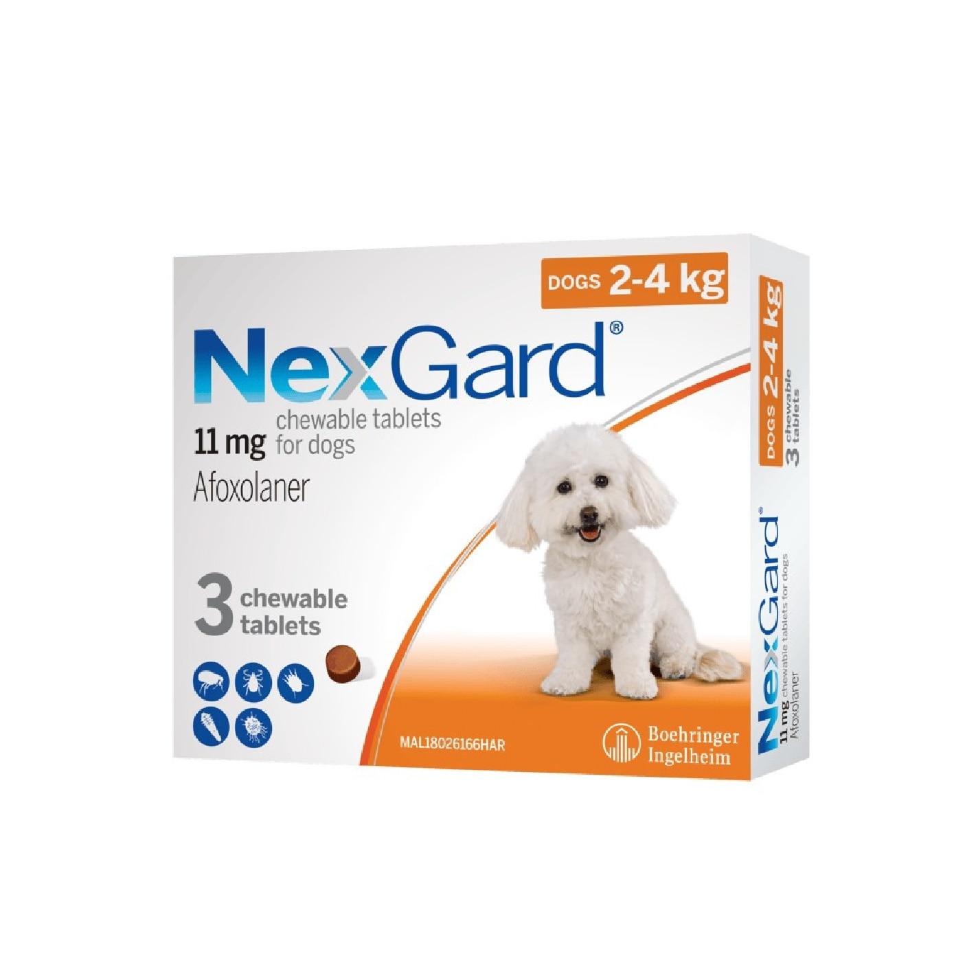 Flea & Tick Treatment for Dogs (Small Dogs, 2-4kg) Flavour Chew Tablet 3s