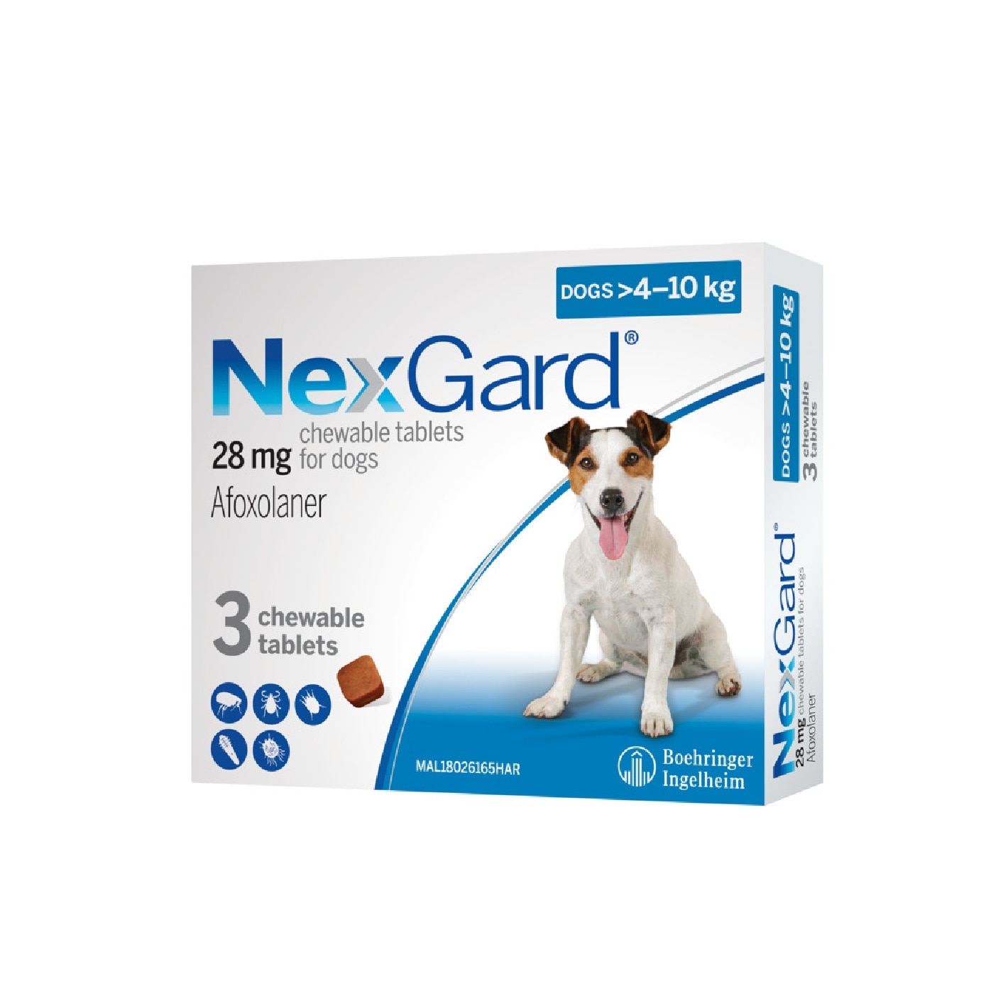 Flea & Tick Treatment for Dogs (Medium Dogs, 4-10kg) Flavour Chew Tablet 3s