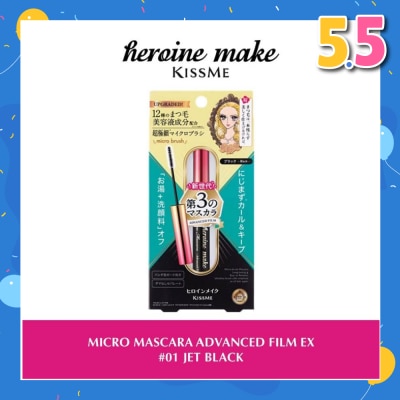 HEROINE MAKE Micro Mascara Advanced Film (01 Jet Black) Water, Sweat And Smudge Resistant, 4.5g