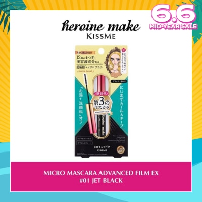 HEROINE MAKE Micro Mascara Advanced Film (01 Jet Black) Water, Sweat And Smudge Resistant, 4.5g