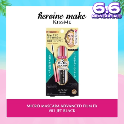 HEROINE MAKE Micro Mascara Advanced Film (01 Jet Black) Water, Sweat And Smudge Resistant, 4.5g