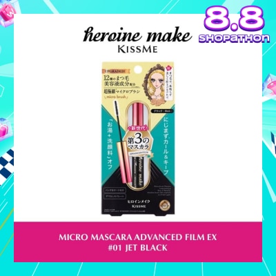 HEROINE MAKE Micro Mascara Advanced Film (01 Jet Black) Water, Sweat And Smudge Resistant, 4.5g
