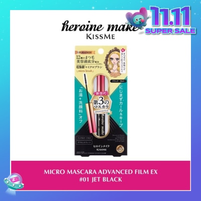 HEROINE MAKE Micro Mascara Advanced Film (01 Jet Black) Water, Sweat And Smudge Resistant, 4.5g