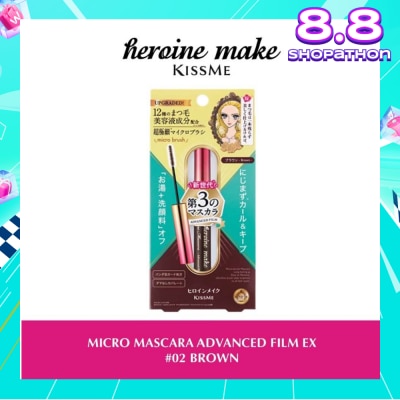 HEROINE MAKE Micro Mascara Advanced Film (02 Brown)  Water, Sweat And Smudge Resistant, 4.5g