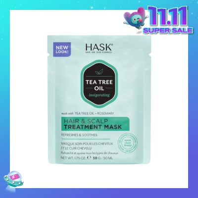 HASK Tea Tree Oil Invigorating With Tea Tree Oil + Rosemary Hair & Scalp Treatment Mask (To Refreshes & Soothes) 50ml