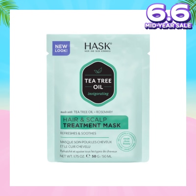 HASK Tea Tree Oil Invigorating With Tea Tree Oil + Rosemary Hair & Scalp Treatment Mask (To Refreshes & Soothes) 50ml