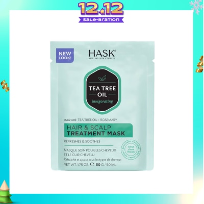 HASK Tea Tree Oil Invigorating With Tea Tree Oil + Rosemary Hair & Scalp Treatment Mask (To Refreshes & Soothes) 50ml