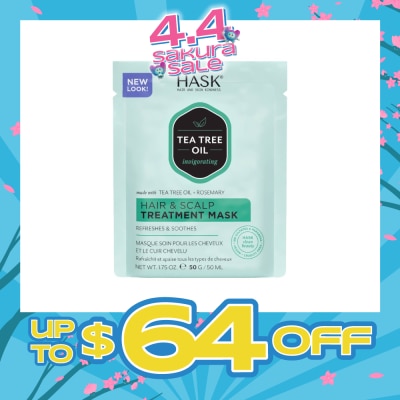 HASK - Tea Tree Oil Invigorating With Tea Tree Oil + Rosemary Hair & Scalp Treatment Mask (To Refreshes & Soothes) 50ml