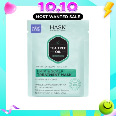 HASK Tea Tree Oil Invigorating With Tea Tree Oil + Rosemary Hair & Scalp Treatment Mask (To Refreshes & Soothes) 50ml image