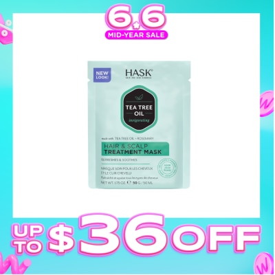 HASK - Tea Tree Oil Invigorating With Tea Tree Oil + Rosemary Hair & Scalp Treatment Mask (To Refreshes & Soothes) 50ml