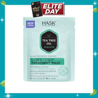 HASK Tea Tree Oil Invigorating With Tea Tree Oil + Rosemary Hair & Scalp Treatment Mask (To Refreshes & Soothes) 50ml image