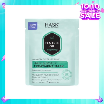 HASK Tea Tree Oil Invigorating With Tea Tree Oil + Rosemary Hair & Scalp Treatment Mask (To Refreshes & Soothes) 50ml