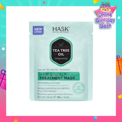HASK Tea Tree Oil Invigorating With Tea Tree Oil + Rosemary Hair & Scalp Treatment Mask (To Refreshes & Soothes) 50ml