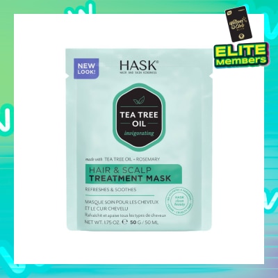 HASK Tea Tree Oil Invigorating With Tea Tree Oil + Rosemary Hair & Scalp Treatment Mask (To Refreshes & Soothes) 50ml