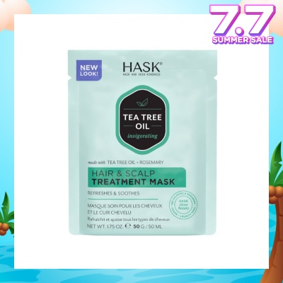 HASK Tea Tree Oil Invigorating With Tea Tree Oil + Rosemary Hair & Scalp Treatment Mask (To Refreshes & Soothes) 50ml