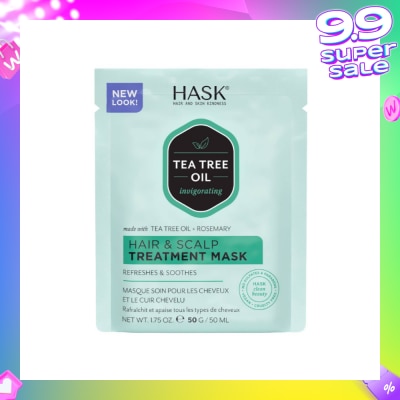 HASK Tea Tree Oil Invigorating With Tea Tree Oil + Rosemary Hair & Scalp Treatment Mask (To Refreshes & Soothes) 50ml